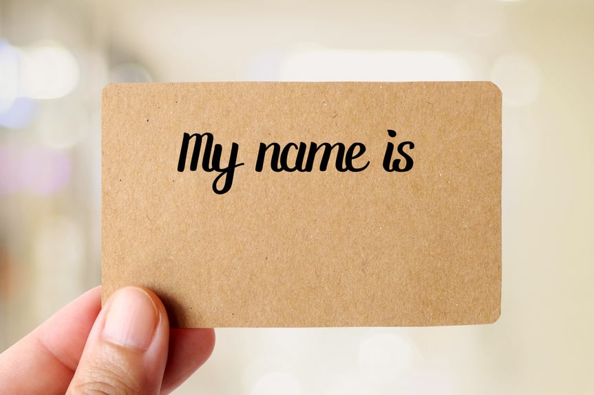 My name is words on name card over blur background